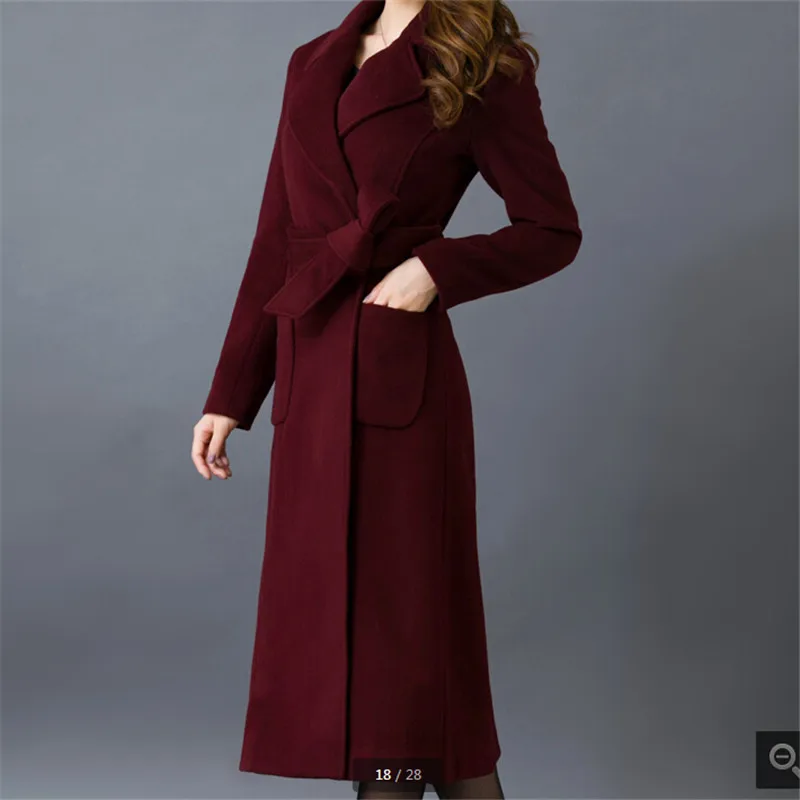 Новинка, женское кашемировое шерстяное пальто, Женское зимнее пальто, тонкое, большой размер, X-Long, высокое качество, Женское пальто, BN130