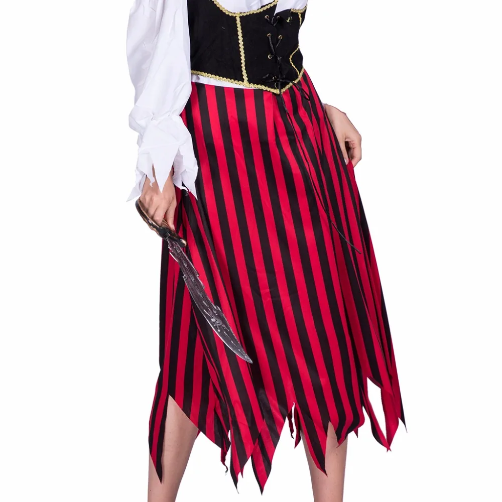 Женский сексуальный винтажный средневековый пиратский костюм для костюмированных игр, Полосатое платье, нарядное платье для вечеринки, одежда для женщин, костюмы на Хэллоуин для взрослых