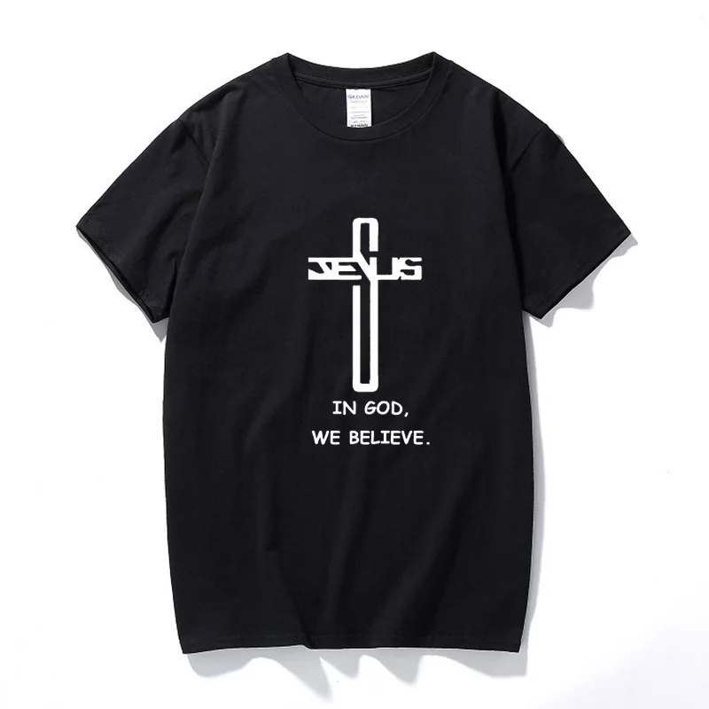 New 2018 Fashion 100% Cotton For Man Shirts Jesus Gospel Christ God Lord Believer Neon T Shirts Men's Clothing