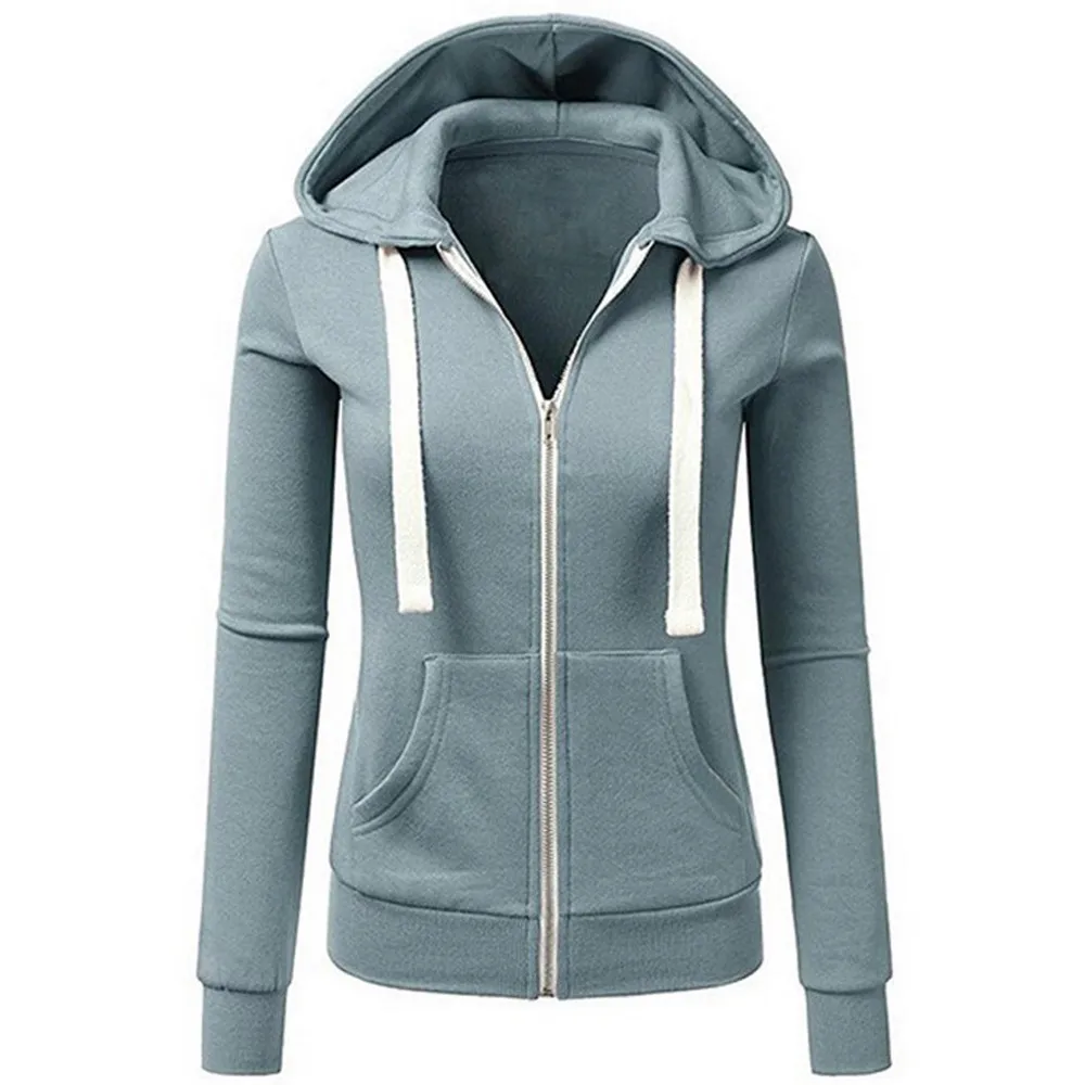 Women Long Sleeve Patchwork Solid Color Hooded Zipper Casual Sport Coat Pullovers Girl Hooded Female coat