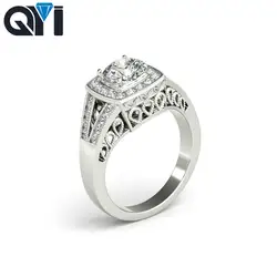 QYI для Для женщин 925 пробы серебро 1,25 ct кубический цирконий; для помолвки кольцо простой перстень Модные украшения