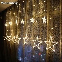 220 В Рождественский светильник s романтическая сказочная звезда светодиодная гирлянда для занавесок светильник для свадебной вечеринки праздничное украшение гирлянда светильник ing