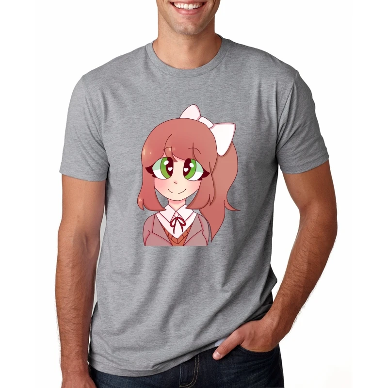 Новая мультяшная игра просто MONIKA футболка Doki литература Клуб Мужская футболка
