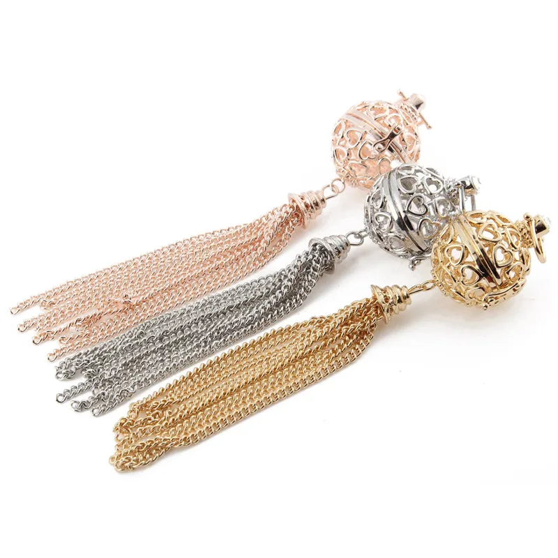 

Trendy Alloy Ball Shaped and tassel Aromatherapy Essential Oils Perfume Diffuser Locket Pendant For Jewelry Making DIY