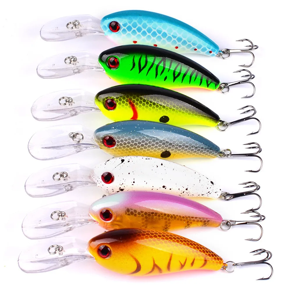 1PC Fishing Lures 10cm Plastic Hard Bass Baits 7 Colors Minnow Lures