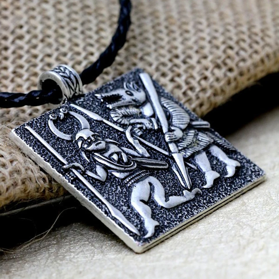 Ciondolo A Forma Di Punta Di Freccia E Vegvisir Su Collana In Pelle Nera - Italia - Foto 4