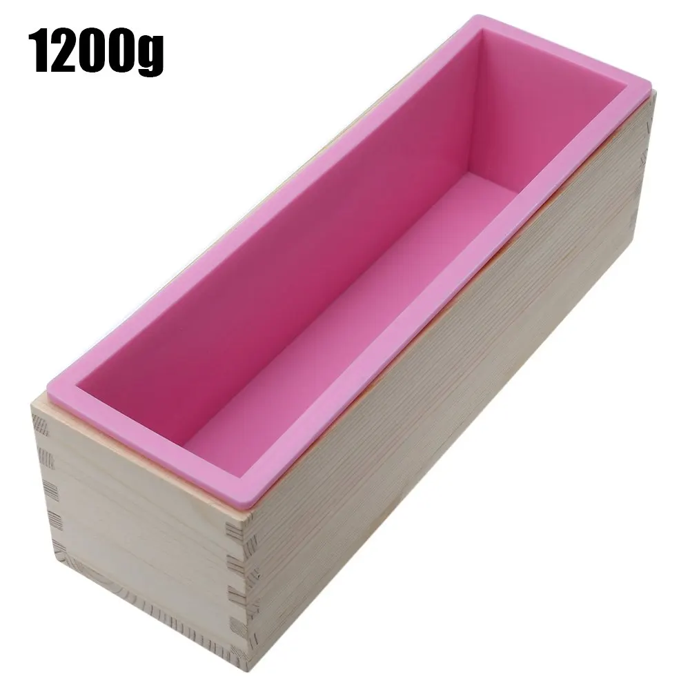 900g 1200g Silicone Loaf Soap Mold Rectangle Flexible Rectangular With Wood Box For Homemade