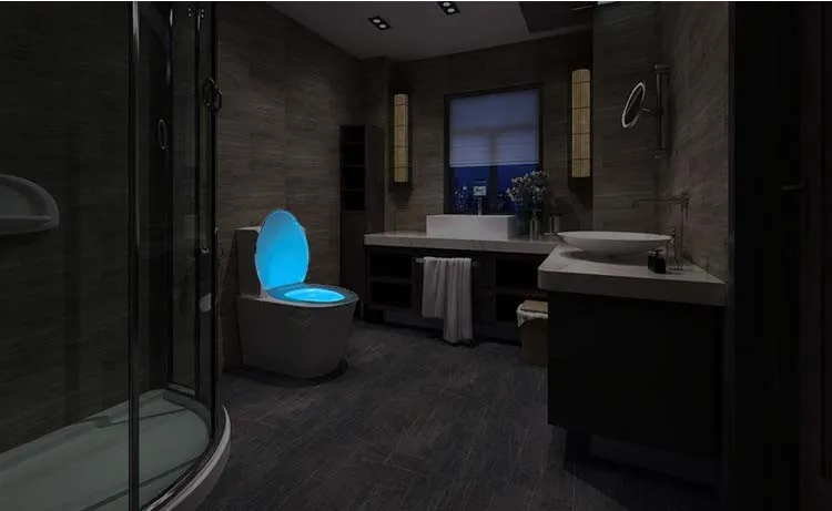 USB Rechargerable Motion Sensor Toilet Light WC Lamp USB Backlight For Toilet Bowl 8 Light Colors Seat Sensor Motion Sensor Light LED Night Light
