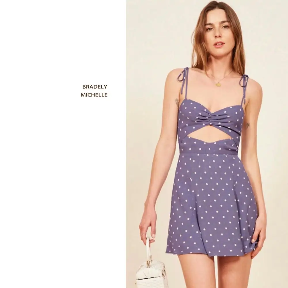 

BRADELY MICHELLE vestidos verano 2018 summer women sexy sleeveless spaghetti strap print mini dress with adjustable strap