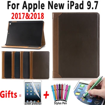 

Book Pattern Premium Leather Cover for Apple New iPad 9.7 2017 2018 A1822 A1823 A1893 Case Coque Capa Funda + Screen Protector