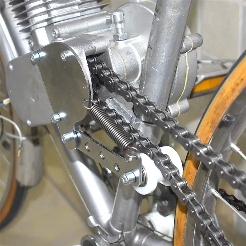 Пружинный натяжитель цепи, быстросъемный протектор, инструмент для чистки, подходит для 49cc 50cc 66cc 80cc двигателя, моторизованный велосипед, серебристый