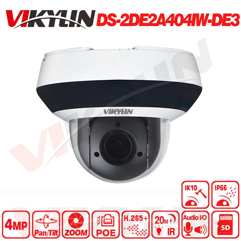 

VIKYLIN 4MP 4X Zoom PTZ IP Camera Net POE H.265 IK10 ROI WDR DNR Dome CCTV Camera OEM from Hikvision DS-2DE2A404IW-DE3