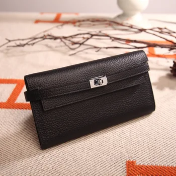 

2019 European and American same litchi pattern platinum gold head leather handbag Ladies Leather Wallet manufacturers