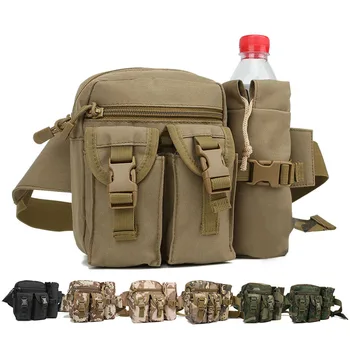 

2PCS SET Tactical Waist Bags Nylon Camouflage Outdoor Sport Bottle Bag Waterproof Hunting Hiking Military Bag Men Travel Bags