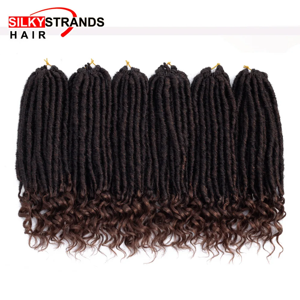 Ombre Goddess Faux Locs кудряшки для наращивания с Kanekalon шелковистые пряди синтетические мягкие Dread Locs крючком косы - изображение