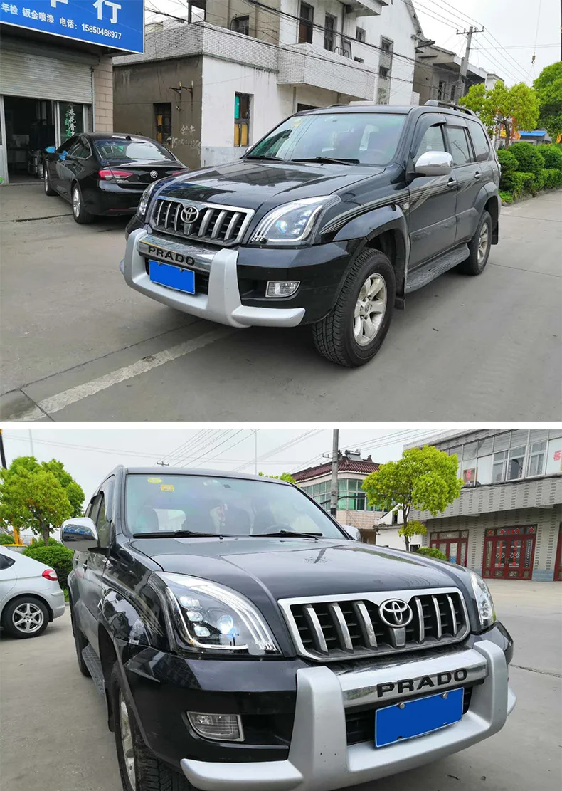 Автомобильный Стайлинг фара для Toyota Prado 2003-2009 все светодиодный фары DRL дневные ходовые огни Би-светодиодный Объектив Аксессуары