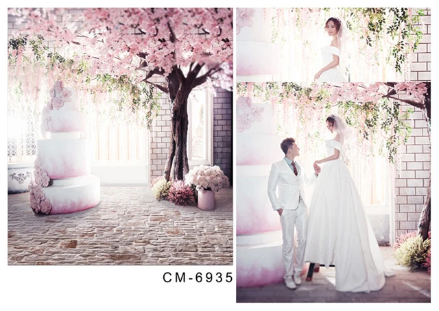  Fondo fotográfico de  0x3 0cm para estudio fotográfico, vinilo rosa, cerezo, azulejo, suelo, boda romántica