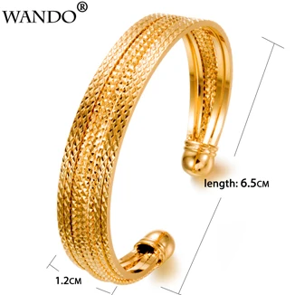WANDO Роскошные эфиопские незамкнутные браслеты для женщин 24 k золотой цвет браслет в дубайском стиле Африканский/арабский/Кению/Ближний Восток Свадьба B36