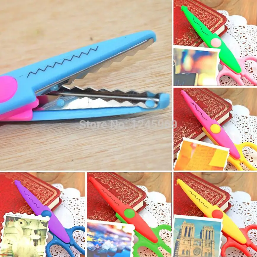 

Random Color 1Set/6pcs Design Decorative Wave Lace Edge Craft School Scissors DIY for Scrapbook Handmade Kids Artwork Card Safe