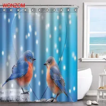 WONZOM Bird Polyester Fabric Deer Shower Curtain Feather Bathroom Decor Waterproof Peacock Cortina De Bano With 12 Hooks 2017 peacock feather fabric shower curtain with hooks