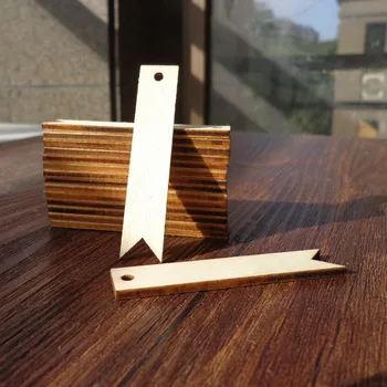 

50pcs Nature Color Wood Gift Tags Zigzag Wooden Wedding Favor Tags, Price Label Party Hang Tags Hemp String Included