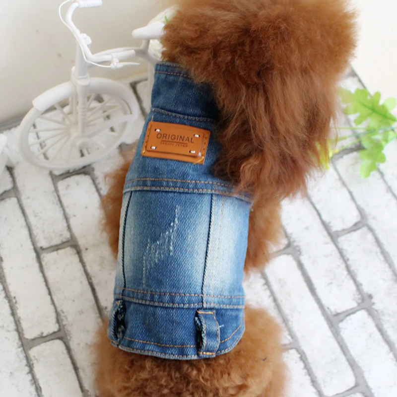 Spring Autumn Jeans Small Medium Dog Clothes Denim Dog Jeans Coat