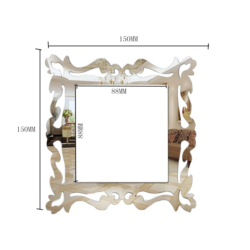 Съемный фотоэкран рамка серебро 3D современный акриловый светильник переключатель наклейка квадратная модная зеркальная Настенная Наклейка s