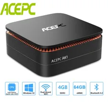 AK1 Мини ПК Windows 10 Intel Celeron Apollo Lake J3455, 4 ГБ, 64 ГБ, 12 V HDMI 4 K с Wi-Fi RJ45 LINUX TF карты USB3.0 HDD DDR3 для мини-компьютера