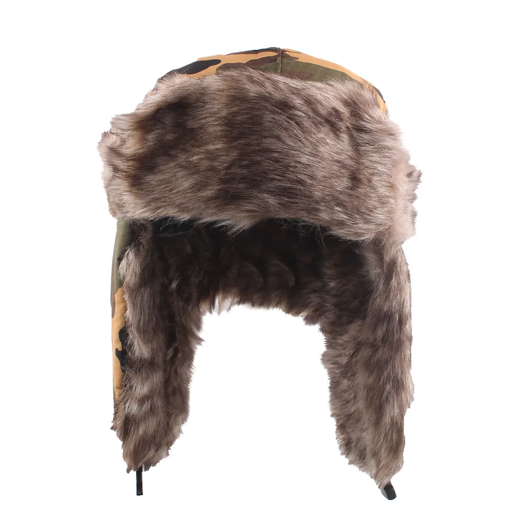 Cycling Cap Ski cap Winter Hat Russian Ski Hat Plush Earmuffs Padded Flat Cap Outdoor windproof warm artifact #2o26 (12)