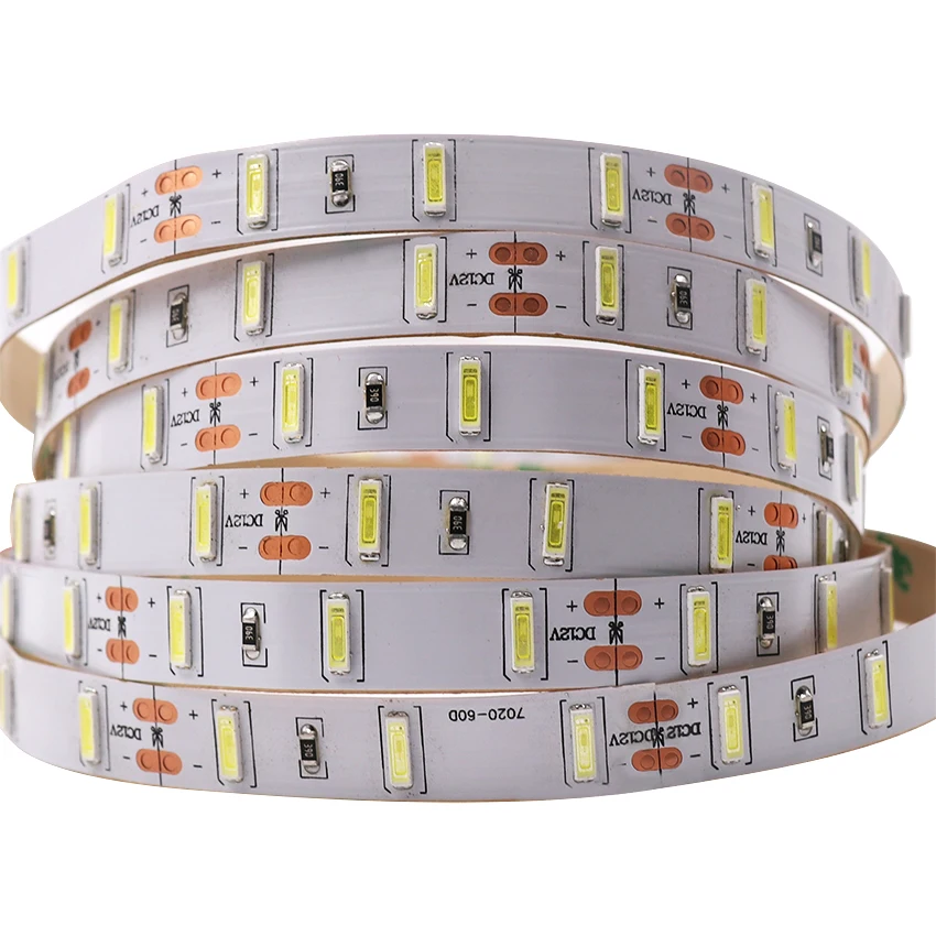 7020 SMD LED Strip Light 5M 12V DC 60LED/m High Quality Led Chip Ultra Bright Waterproof Flexible Led Tape Lights Decoration