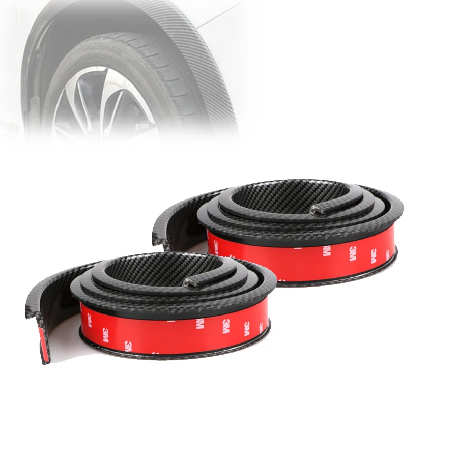 2 предмета автомобилей Fender колеса для бровей вспышек протектор Универсальный Черный углеродного волокна 2X5,5 см/1,5 м расширение