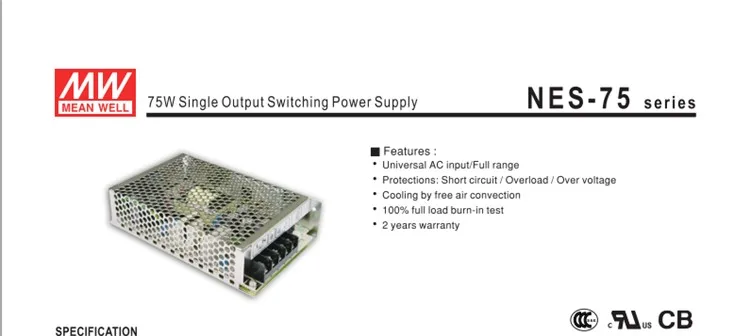 100-240Vac до 12VDC, 74,4 Вт, 12V4. 2A UL перечисленный источник питания светодио дный светодиодный свет, драйвер СВЕТОДИОДНОЙ вывески, NES-75-12