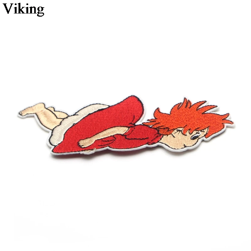 Ponyo on the Cliff Iron On Embroidered Patch Cute Applique Sewing Fabric Stickers For T-shirt Jacket Diy Cartoon Applique G0013