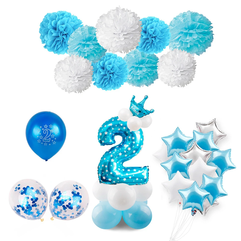 HUIRAN 2 день рождения шары-цифры воздушный шар 2 года дети синий мальчик 2 день рождения украшения Розовый Девочка День рождения принадлежности