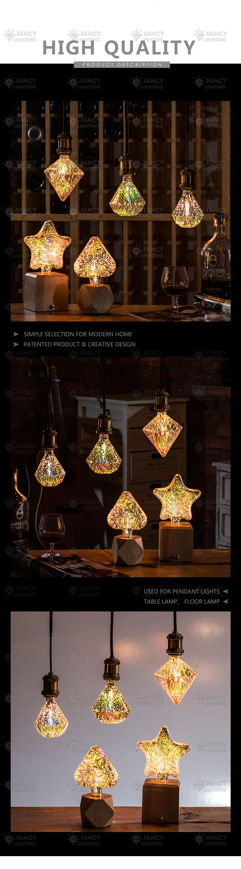 Светодиодная лампа Star/Heart/Diamond 3D bombillas Led 110 V/220 V Рождественская лампочка для подарка дома/гостиной/спальни Декор ampoule led