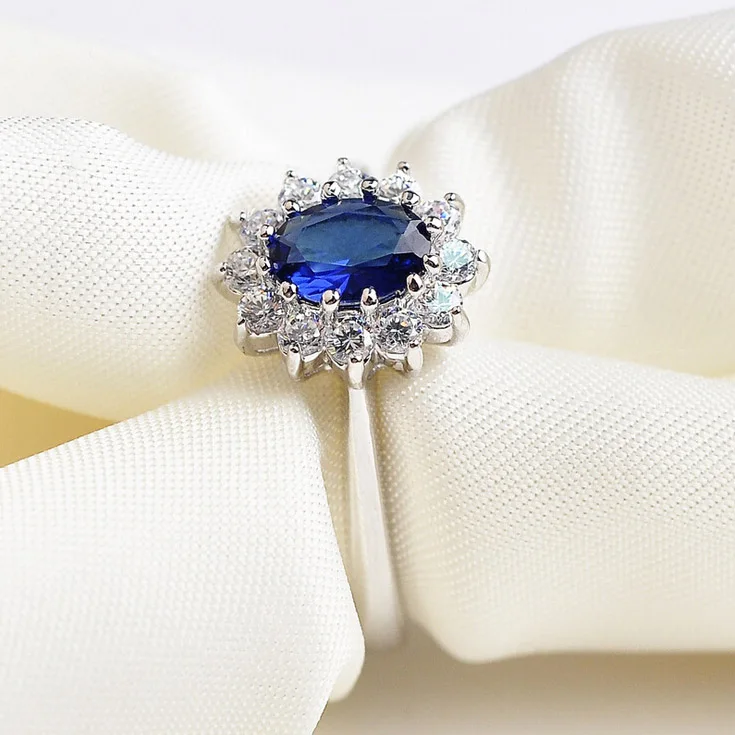 Новинка принцессы Дианы кольцо с женский синий кристалл кольцо для Для женщин Italina бренд классический ювелирные изделия