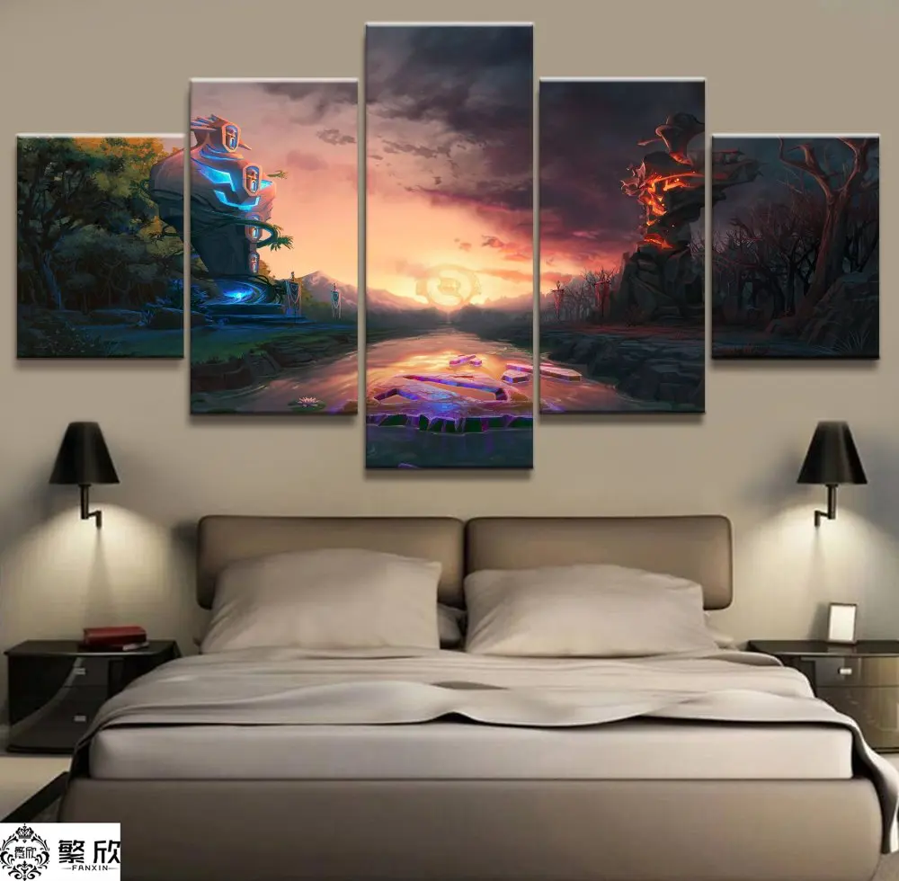  5 Panel DOTA 2 Game Canvas Printed Painting For Living Room Wall Art Home Decor HD Picture Artworks