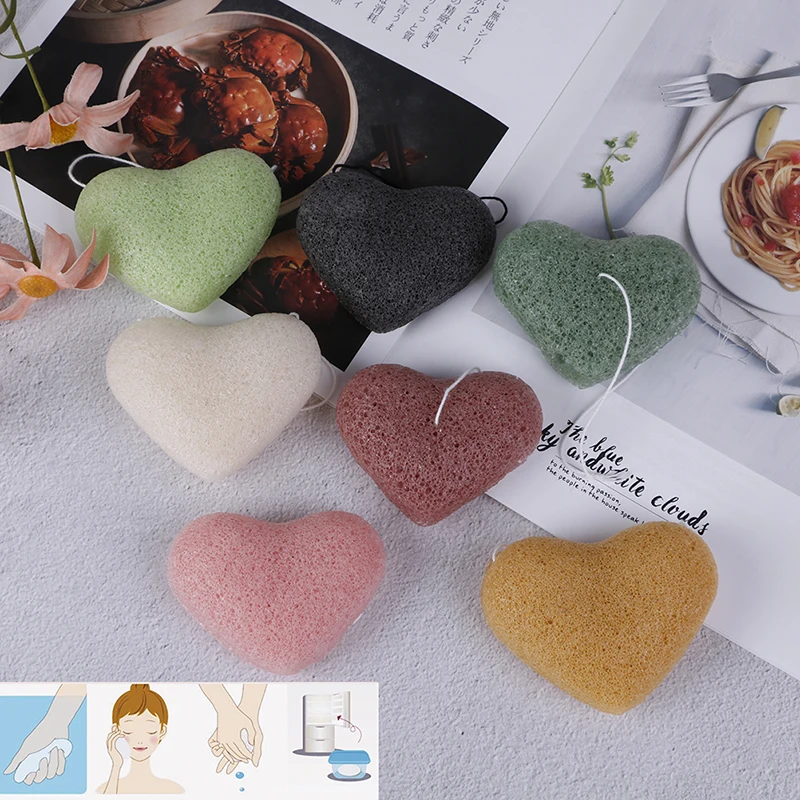 1 шт. губка для мытья и уборки лица Esponja Makeup Konjac в форме сердца отшелушивающий крем коньяк губка натуральный коньяк Конняку Puff