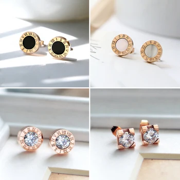 

Titanium steel Roman numerals earrings simple fashion accessories luxury brand designer jewelry women earrings love earring