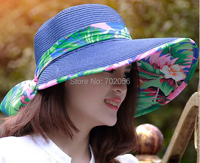 Женская широкая широкополая летняя пляжная шляпа соломенная Пляжная Шляпа Дерби Кепка 7 цветов#3860