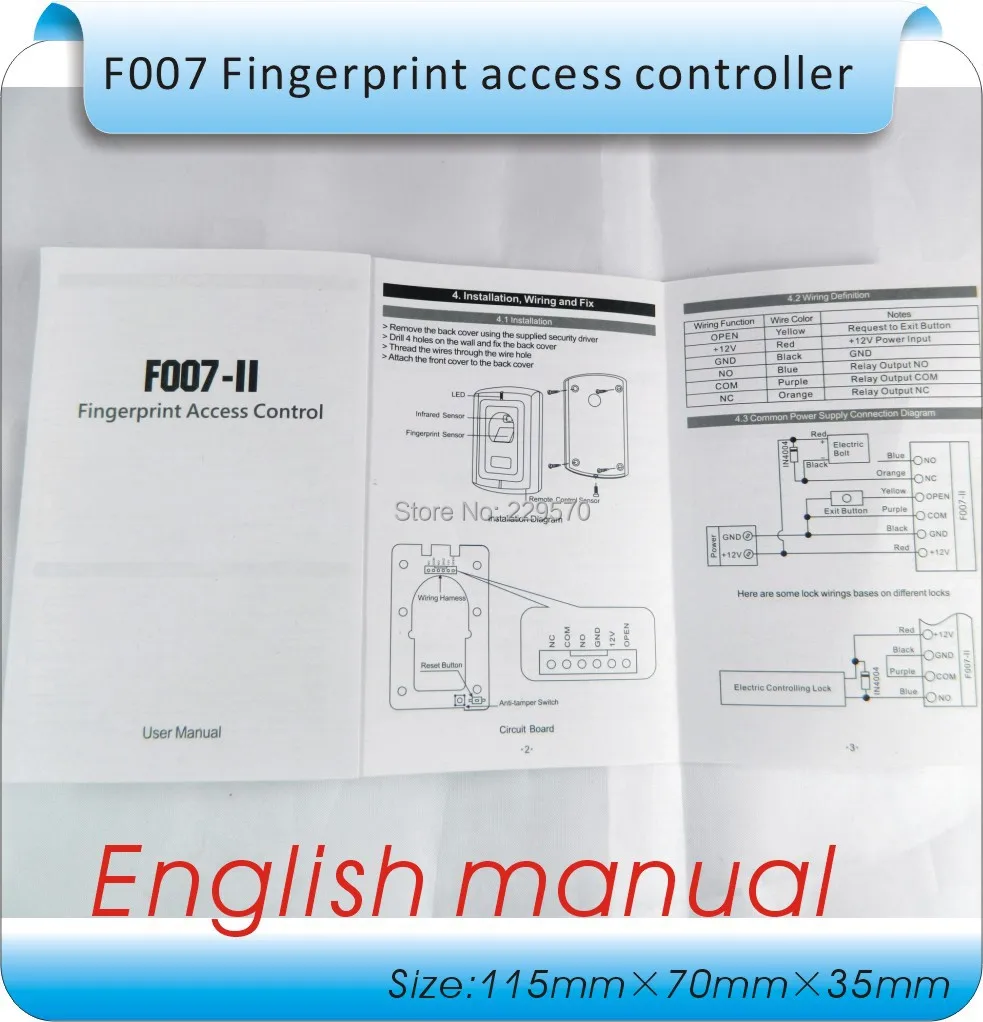 DIY легко DC-12V металлический корпус контроля доступа отпечатков пальцев,+ 1 пульт дистанционного управления+ руководство на английском языке