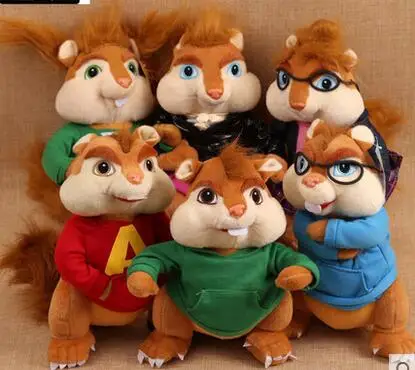 

Set of 6 10'' Alvin and the Chipmunks 3 cartoon dolls plush toy kids Xmas/christmas gifts