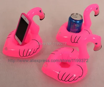 

100pcs Inflatable Pink Flamingo Floating Drink Can Holder Hot Tub Pool Bath Assesory Coasters Floating Pool Drink Holder Party