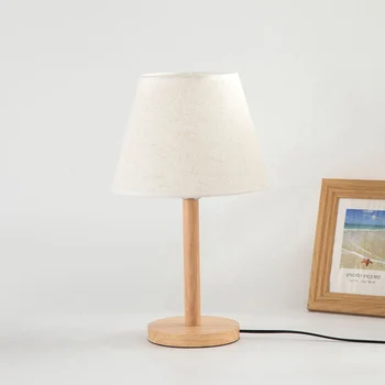 

Modern Japanese Wood Linen Bedside Minimalist Table Lamp E27 AC 110V 220V US EU Plug Student Table Lamp Bedroom Indoor Bedside