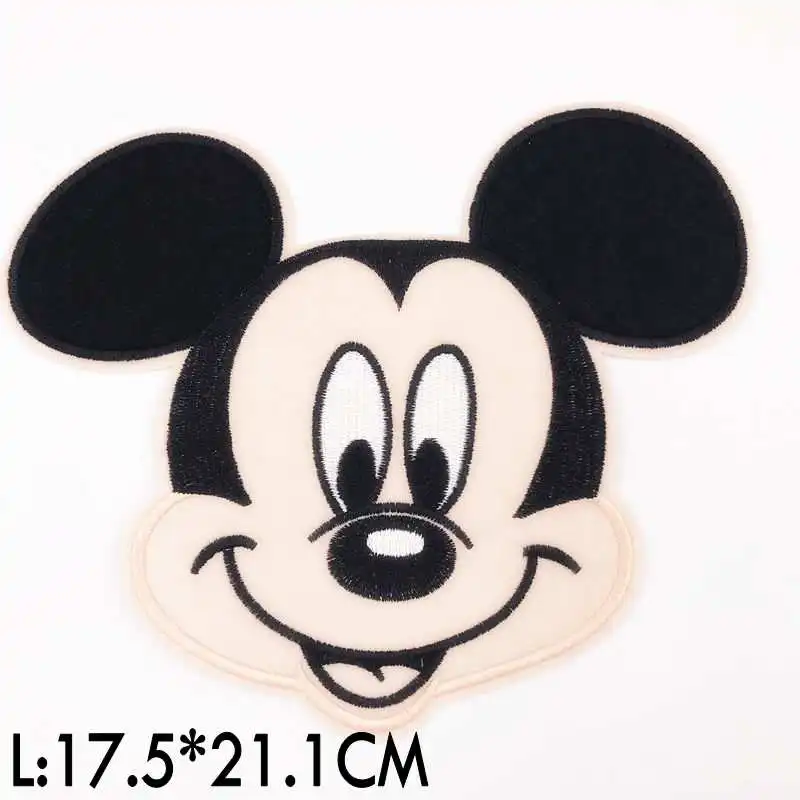 

Large size 2Pcs Mickey Minnie embroidered patch applique iron on patches sewing Apparel accessories DIY Backpack badges stickers