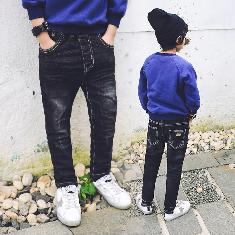 

The Chinese children Childrens Boys pants 2016 new winter children with Korean cashmere casual jeans 10817
