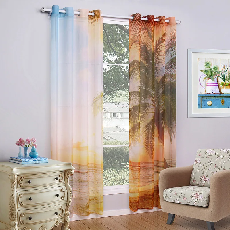 Compra printed voile curtain online al por mayor de china ... Cortinas Decorativas creativo