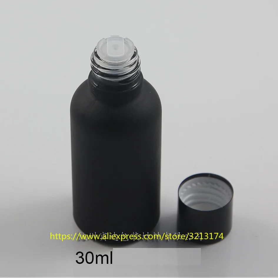 5 мл до 100 мл Черное Матовое стекло бутылка с черной алюминиевой крышкой, для Парфюмированный Лосьон масло увлажняющий уход за лицом воды - Цвет: 30ml