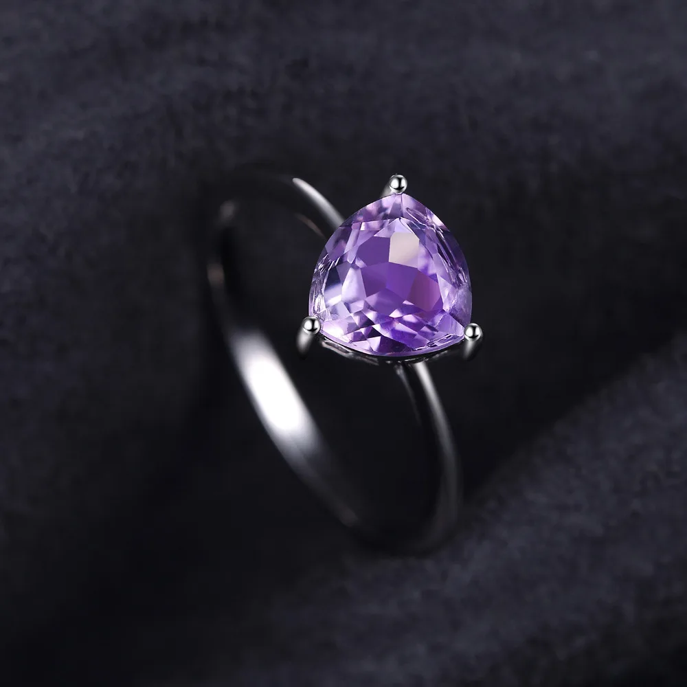 Jewelrypalace трлн 1.1ct натуральный Фиолетовый аметист пасьянс кольцо стерлингового серебра 925 пробы Для женщин Модные ук