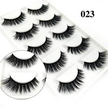 

HBZGTLAD 5 pairs Real Mink Fake eyelashes 3D Natural False Eyelashes Mink Lashes Soft Eyelash Extension Makeup Kit Cilios 023